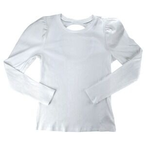 GAP White Ribbed Long Sleeve Cutout Back Top Womens Size Medium